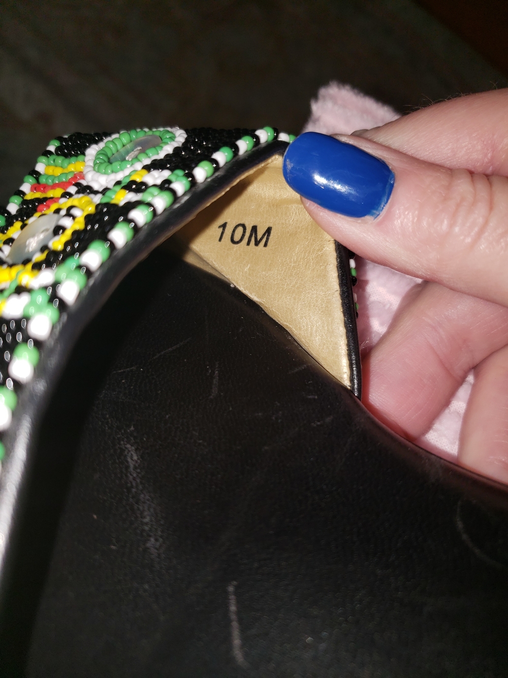 Beaded Slide Mules in Black with Multicolor Accents - Picture 3 of 3